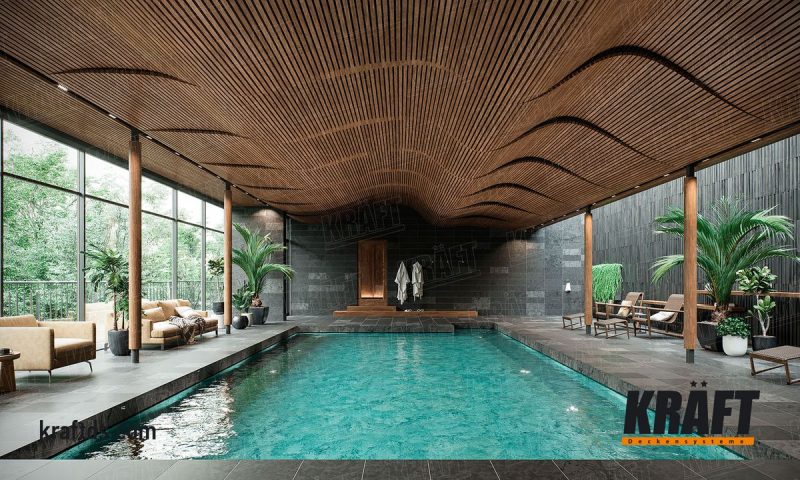 bazén s podhledem tvaru vlny