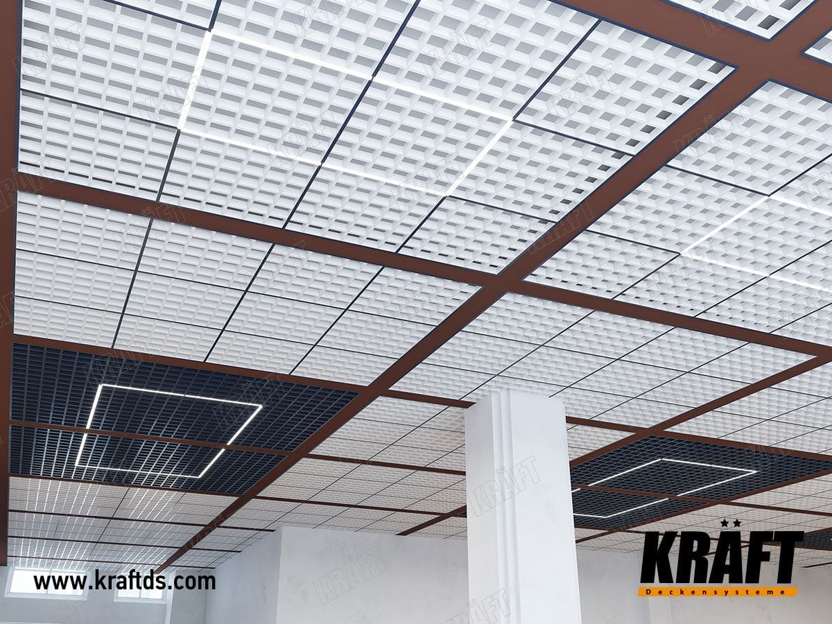 podhled mřížka bílo hnědá kombinace