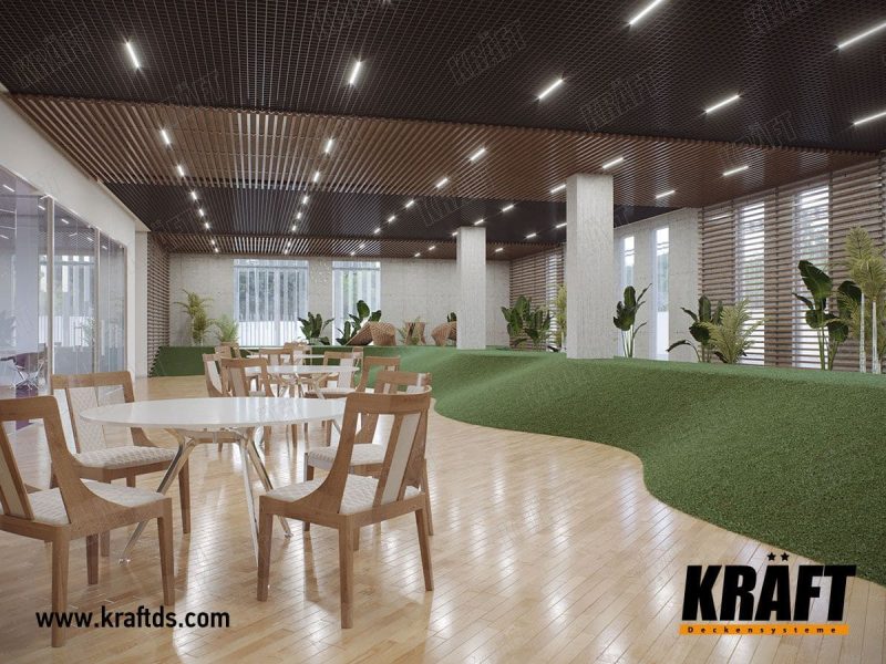 umělá tráva v interiéru