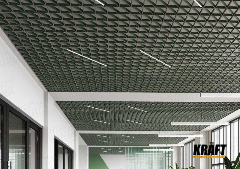 zelené diagonální členění podhledu