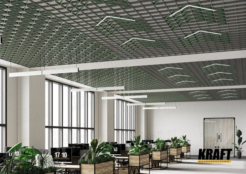 podhled s diagonálním rastrem v zelené barvě