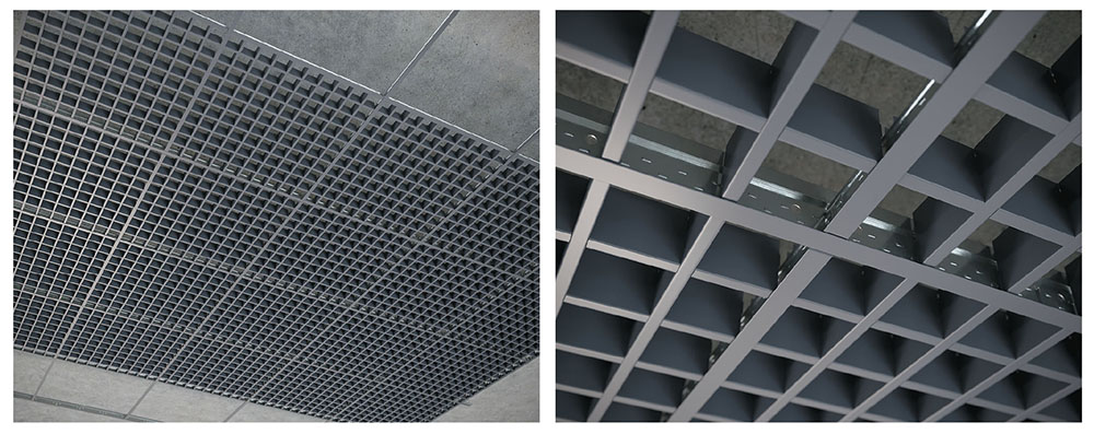 detail instalace rastrového podhledu