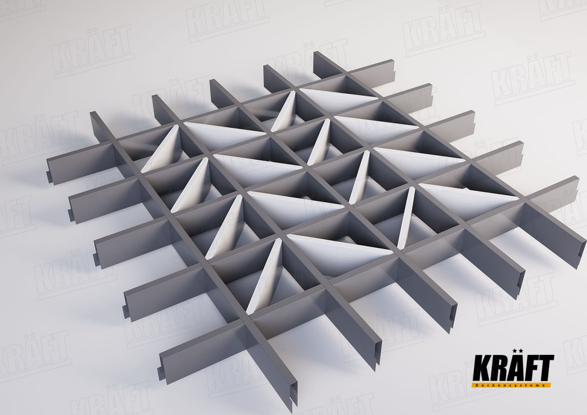 3D schéma mřížky s diagonálním členěním